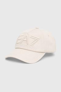 Хлопковая бейсболка EA7 Emporio Armani, бежевый