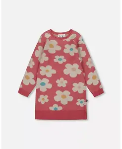 Вязаное платье для девочки с цветочным жаккардом, цвет: розовый и бежевый, детский Deux par Deux