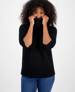 Укороченный свитер с воротником-хомутом, эксклюзивно от Macy's Style & Co, Deep Black