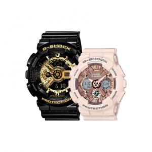 CASIO Часы Unisex Pair Table Series Gold Watch, Pink+Black Gold Dial
