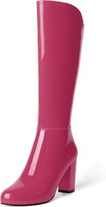 Женские вечерние модные ботильоны MODENCOCO с круглыми носками, лакированной застежкой-молнией, сексуальные на толстом каблуке, 8,4 см