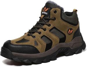 Зимние мужские ботинки, снежные ботинки, высокие походные кроссовки с меховой подкладкой, теплые утепленные кроссовки для холодной погоды и больших размеров Qacksv, коричневый