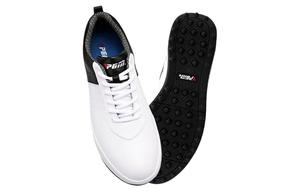 Амортизирующие износостойкие мужские низкие гольф-ботинки PGM, бело-черные с двойными полосками