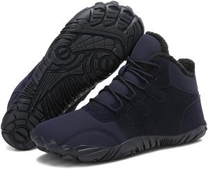 Женские и мужские ботинки Qacksv, обувь босоногого типа, зимние ботинки для снега - теплые минималистичные с широким носком, водонепроницаемые зимние ботинки, теплые ботильоны с поддержкой свода стопы, синий