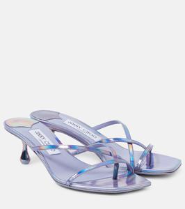 Мюли Etana 50 из металлизированной кожи Jimmy Choo, Tanzanite