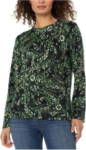 Свитер Liverpool Los Angeles Women's Long Sleeve Printed Raglan Sweater W/ Side Slit, Deep Green Paisley