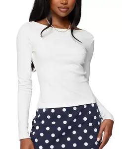 Топ с длинными рукавами и вырезом-лодочкой Savi Edikted, белый