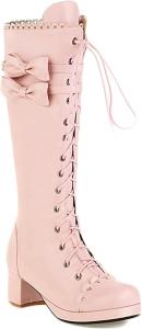 Женские кожаные кружевные милые осенне-зимние ботфорты Yiozoi для вечеринок, Pink