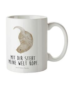 Детская кружка, перевернутая выдра с надписью, белого цвета Mr. & Mrs. Panda