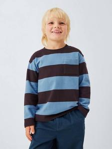 Детский джемпер с блочным рисунком в полоску John Lewis, Choc/Blue Stripe