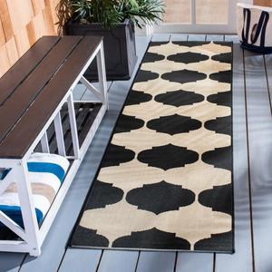 Ковер SAFAVIEH, 69 x 244 см, Washable Rug Outdoor Courtyard Collection - бежевый и черный, без линьки и легкий в уходе, идеально для патио, прихожей, гардеробной, коридора, кухни (CY6162-256)
