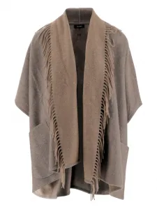 Кашемировое пончо с бахромой ALONPI, серый