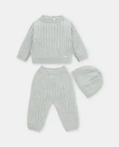 Набор для малыша из 3 предметов в вязке серо-перламутрового цвета Martín Aranda