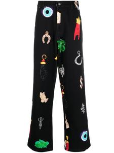 Sky High Farm джинсы с завышенной талией и графичным принтом, черный