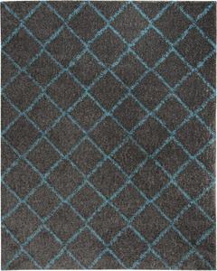 Ковер SAFAVIEH, 275 x 366 см, Arizona Shag Collection, серый и бирюзовый, узор Trellis, без линьки и прост в уходе, идеально для помещений с высокой проходимостью в гостиной, спальне (ASG742K)
