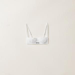 Полубюстгальтер из ребристого трикотажа MIU MIU, белый