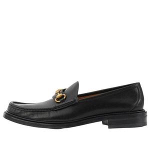 Кроссовки loafer with horsebit 'black leather' Gucci, черный
