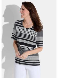 GOLDNER Короткий размер: Футболка черного/белого цвета/с узором