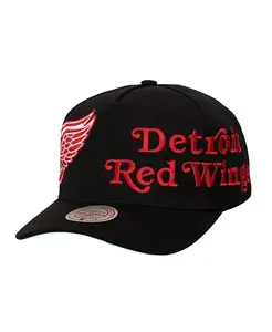 Мужская черная кепка с логотипом Detroit Red Wings Busted, регулируемая, с застежкой-молнией и принтом словесного знака Wrap-Around Pro Pinch Mitchell & Ness