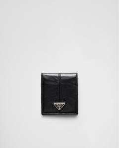 Кожаный кошелек с монетницей Prada, черный