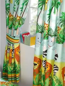 Шторы "Jungle-Tastic", на подкладке, 2 шт. AG2879 (138 см x 168 см) (разноцветные) Unbranded