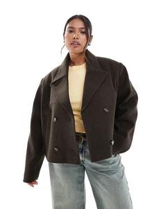 Укороченное пальто-бушлат Curve от ASOS DESIGN шоколадного цвета