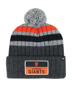 Мужская серая вязаная шапка San Francisco Giants Stack с манжетами и помпоном '47 Brand