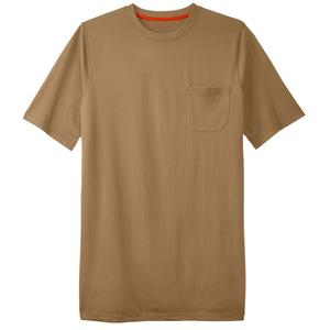 Мужская удлиненная футболка с круглым вырезом Boulder Creek By Kingsize для больших и высоких тяжеловесов с карманами, цвет Dark Khaki