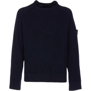 Свитер с круглым вырезом и нашивкой с логотипом Stone Island, синий