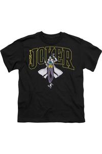 Бэтмен Джокер Варсити черная футболка с коротким рукавом для детей Gildan