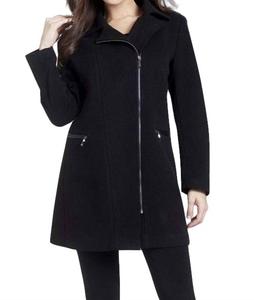 Пальто-автомобиль с боковой молнией черного цвета ANGEL