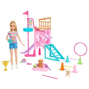 Детская кукла Barbie Stacie To The Rescue Puppy Training Park Doll, розовый