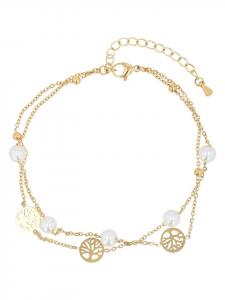 Adeliás Женский браслет на лодыжку - «Древо жизни», изготовленный из нержавеющей стали с золотым покрытием