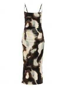 Платье миди со сборками Nanushka, зеленый