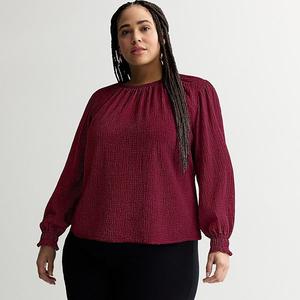 Блузка с длинным рукавом и сборками Plus size Nine West, Maddie Plum