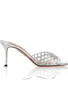 75-миллиметровые решетчатые туфли с кристаллами Aquazzura, серый