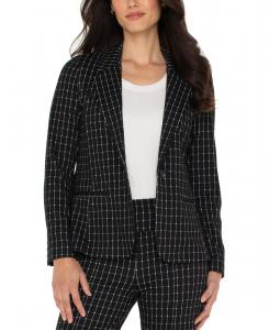 Женский приталенный однобортный блейзер Liverpool Los Angeles, Black/white Windowpane Check