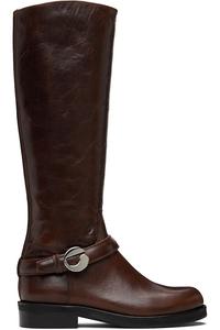 Высокие сапоги-кавалер с поясом Coperni, коричневый