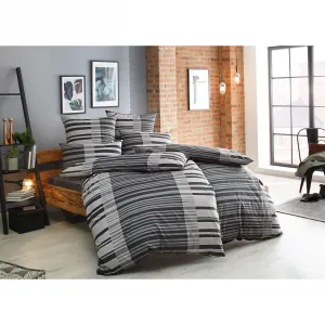 Постельное белье Bruno Banani "Cameo, экологичное, чистый хлопок, премиум-качество, поверхностная плотность 115 г/м², дышащее, 100 % хлопок, сертификат Ökotex, наволочка и пододеяльник на молнии", (2 шт.), качество Renforce, антрацит