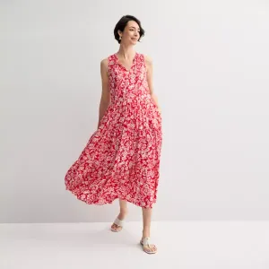 Женское струящееся многоярусное платье макси без рукавов Croft & Barrow, цвет red stamped floral