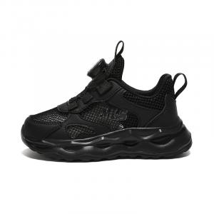 Износостойкие, легкие, с амортизацией, противоскользящие, противоотскочные детские беговые кроссовки Mulinsen, 6028 черный[breathable mesh]