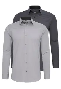 Рубашка приталенного кроя с длинными рукавами Rusty Neal, серый