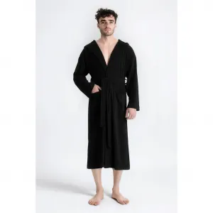 Мой домашний халат Herrenbademantel Sina, идеально для сауны и спа, отельный халат, утренний халат 1 шт., однотонный халат, длинный, с высоким содержанием хлопка, размер S-4XL My Home, черный