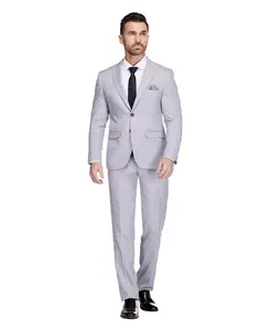 Мужской 2-х предметный эластичный костюм Slim-Fit Gino Vitale, серый