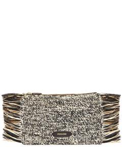 Клатч из рафии с тропической бахромой POOLSIDE, черный