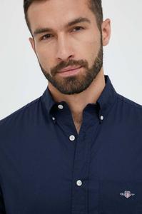 Хлопчатобумажную рубашку Gant, темно-синий