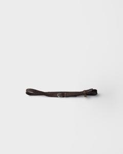 Узкий плетеный кожаный ремень Prada, коричневый