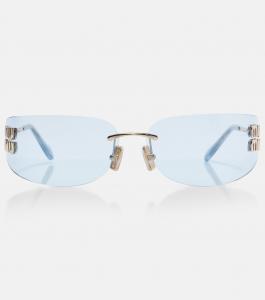 Прямоугольные солнцезащитные очки с логотипом Miu Miu, синий