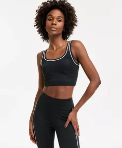 Женский компрессионный спортивный бюстгальтер с контрастной строчкой ID Ideology, черный