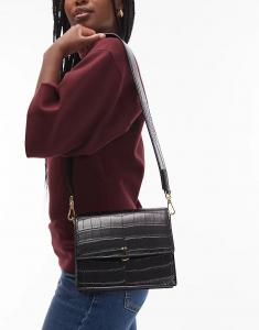 Сумка-трансформер JW PEI Mini с клапаном из черной крокодиловой кожи